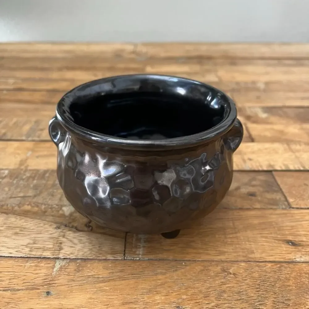 McCoy Pottery Hammered Footed Cauldron Pot 4